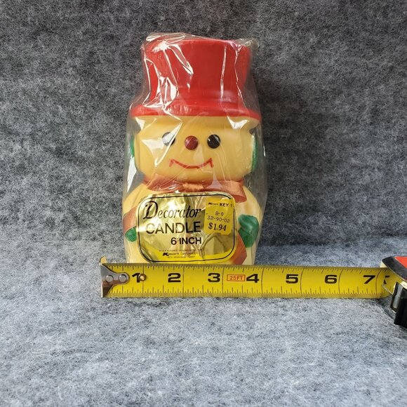 VTG Decorator Candle Snowman 6" With Red Hat & Bow Kmart Corporation Hong Kong - Picture 3 of 4